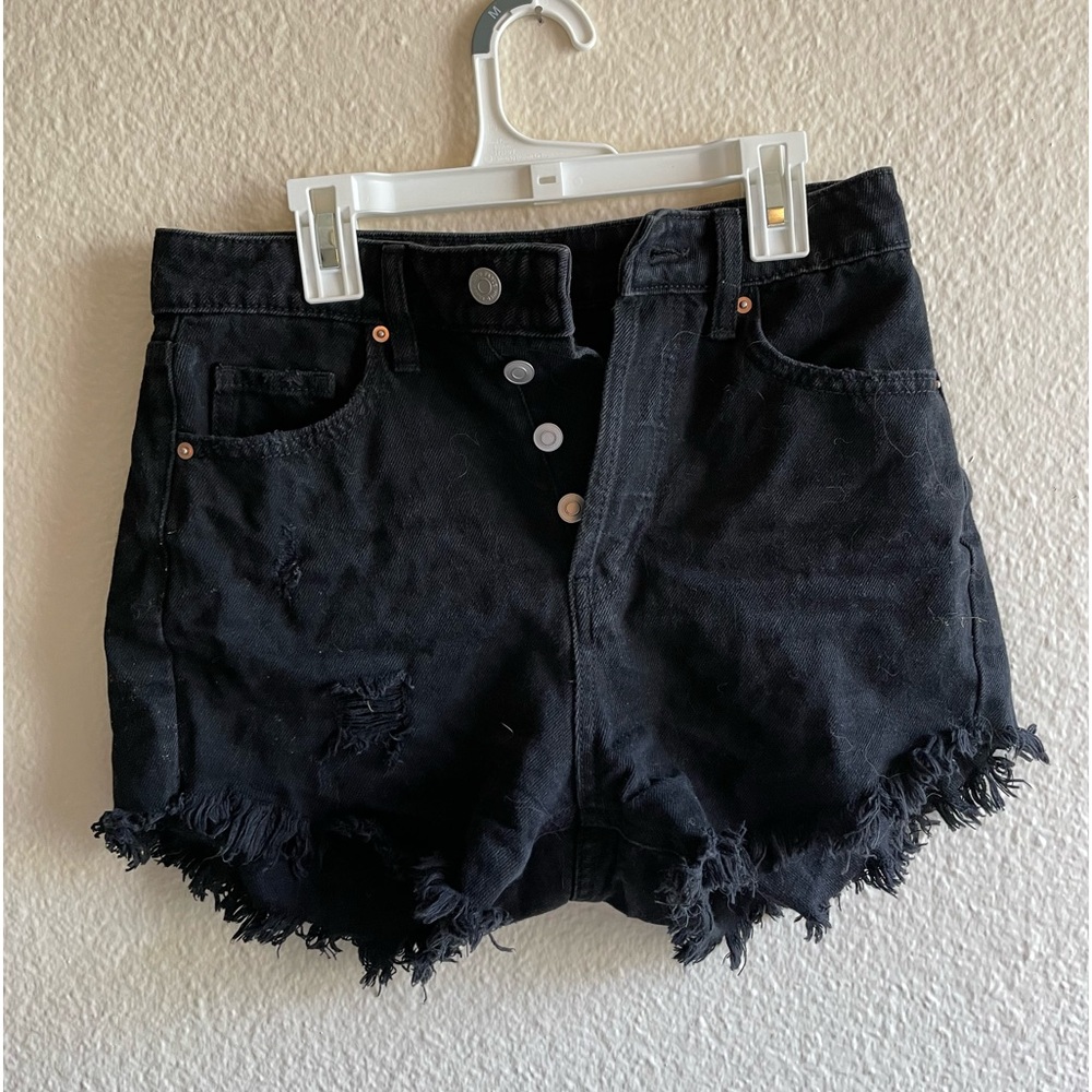 High waisted distressed jean shorts